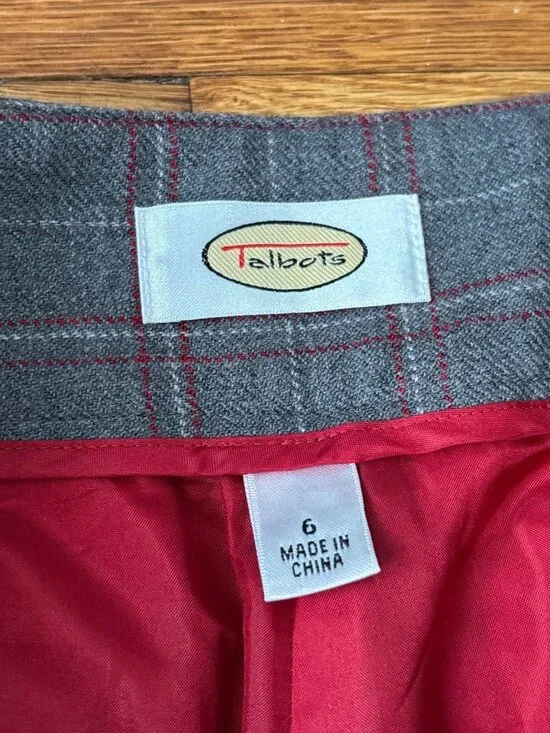 Talbots Womens Dress Pants Size 6 Gray Plaid Wool Blend Trousers Lined 29x31 - Picture 3 of 5